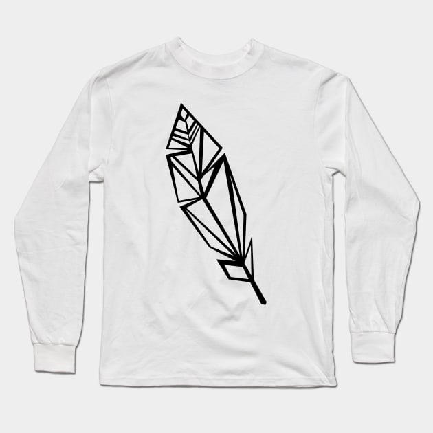 Black Feather Long Sleeve T-Shirt by CatCoconut-Art